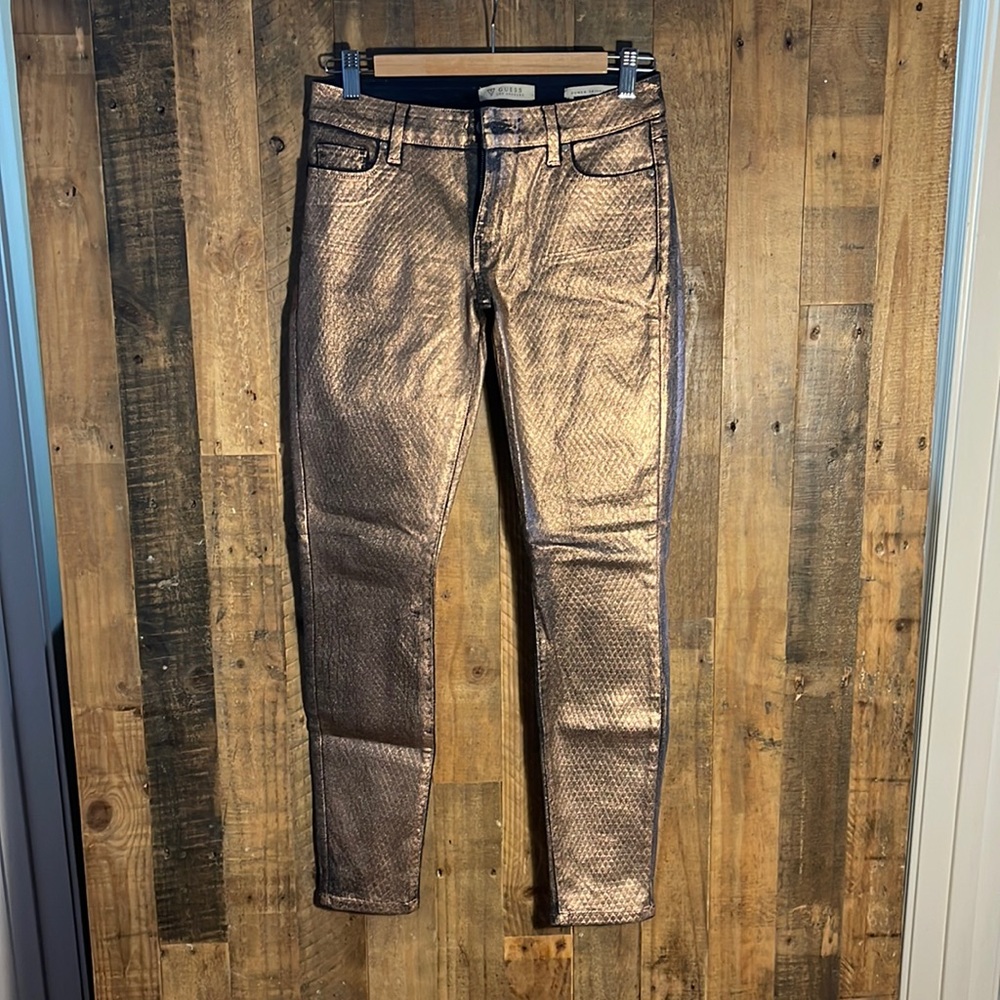 Gold Guess Power Skinny Mid Jeans